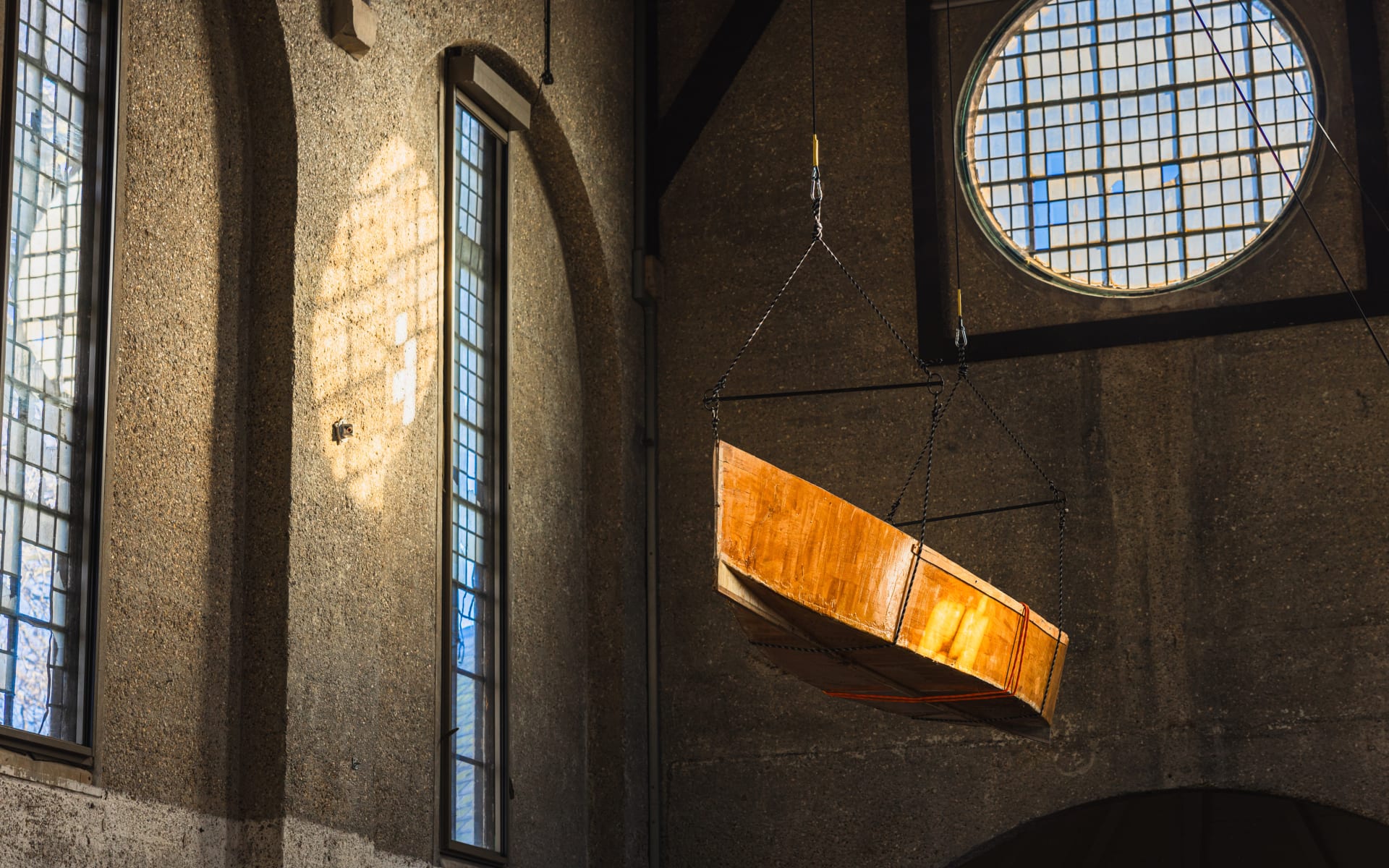 Boat hanging 8 meters in the air of the church