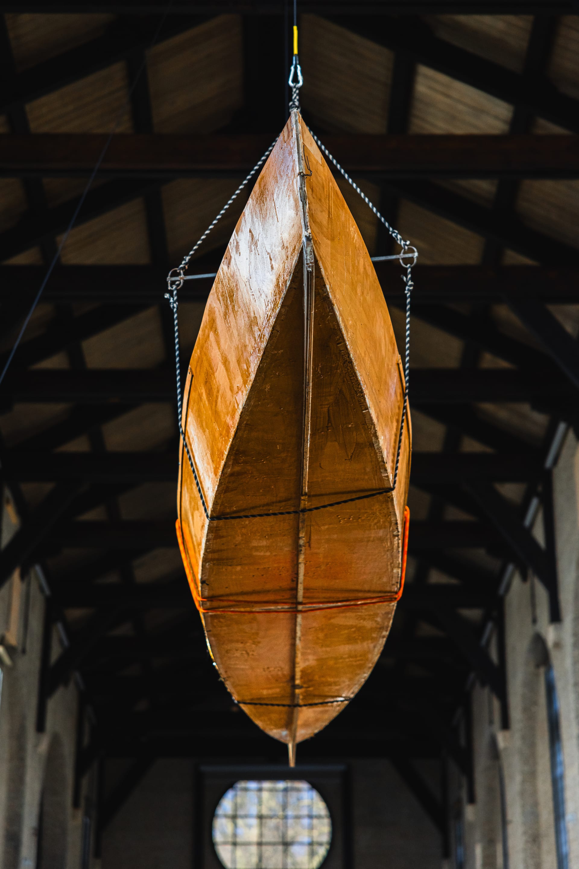 Boat hanging 8 meters in the air of the church