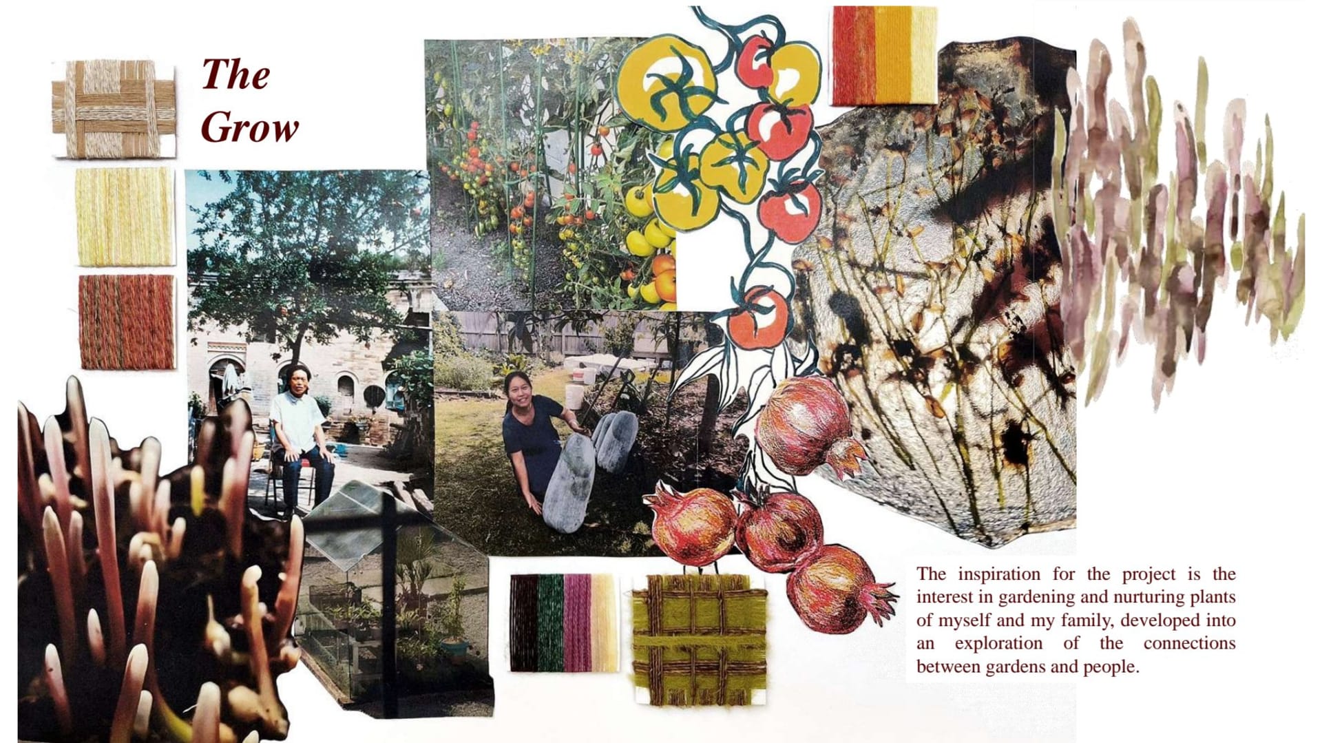 Moodboard with primary photograph, drawings and windings.