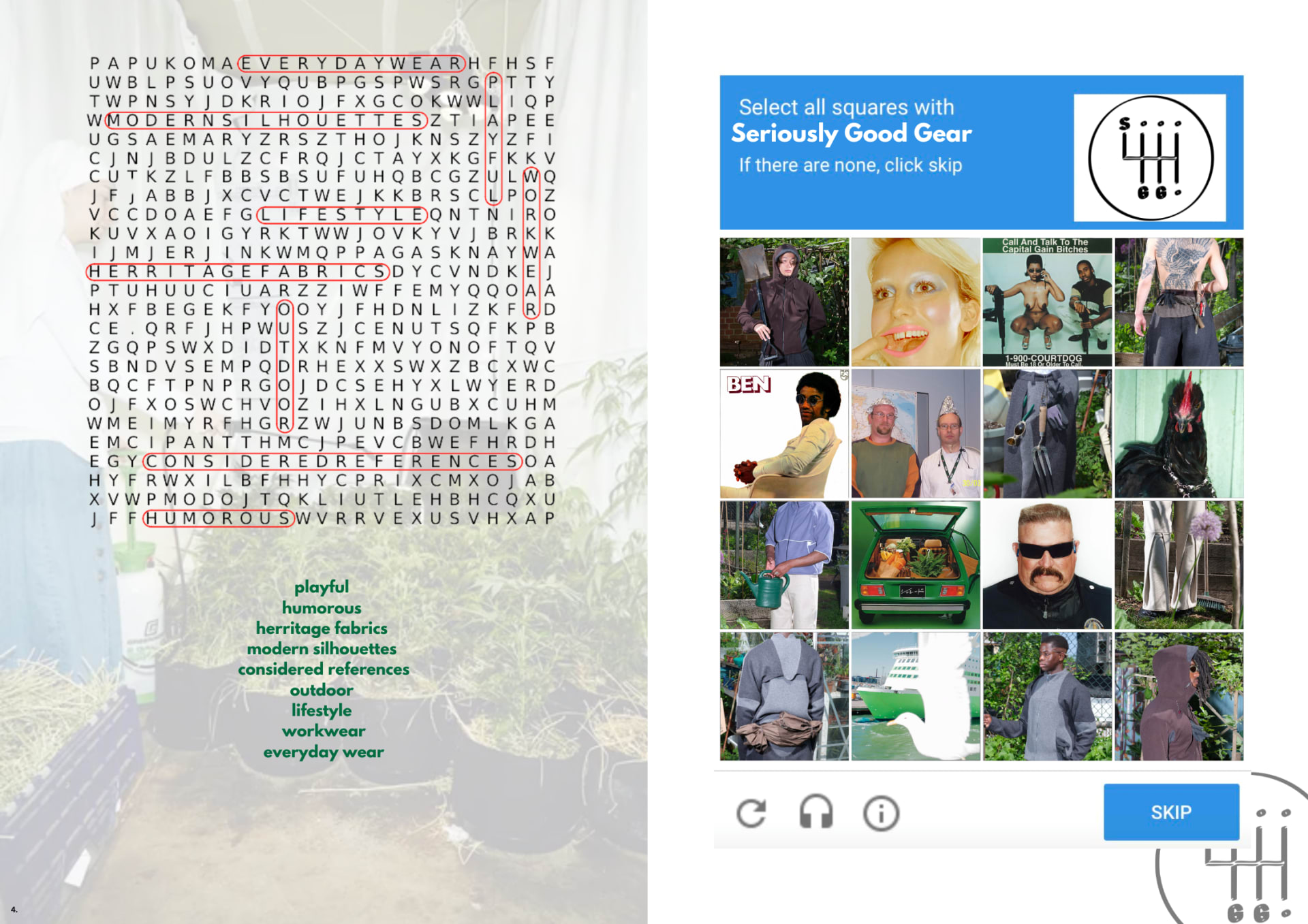 key words and campaign imagery mixed with research in the form of a capture app and a word search