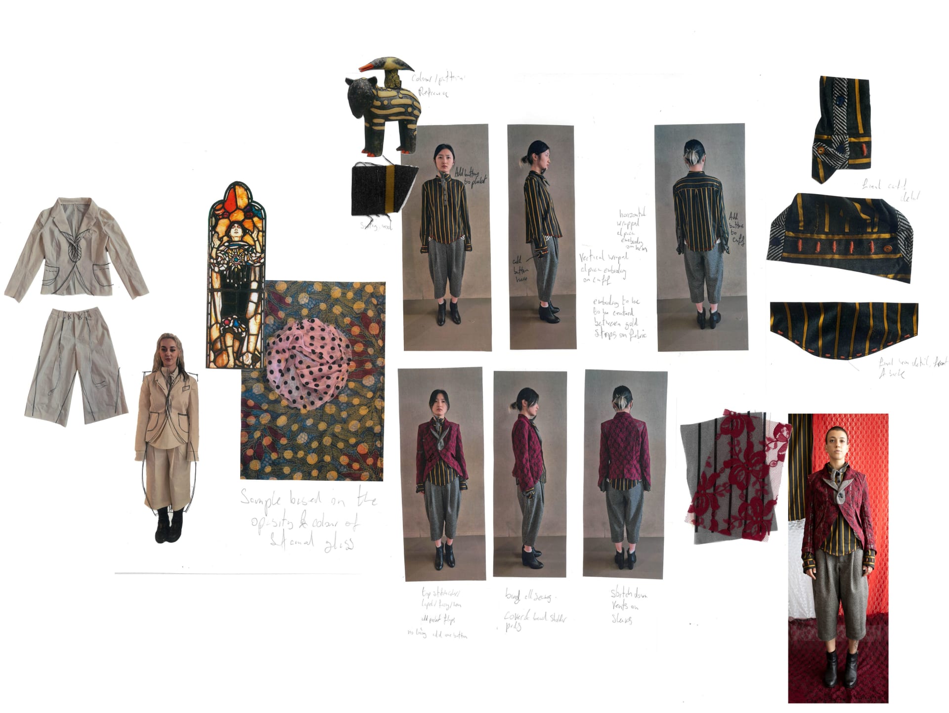 design development of for wool shirt, and lace blazer