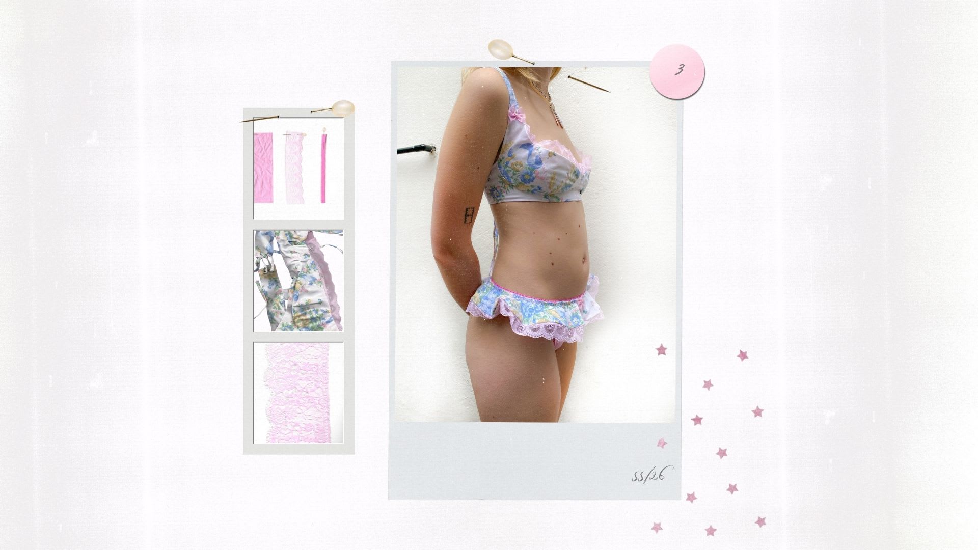 two piece set made from blue and white chintz material. 