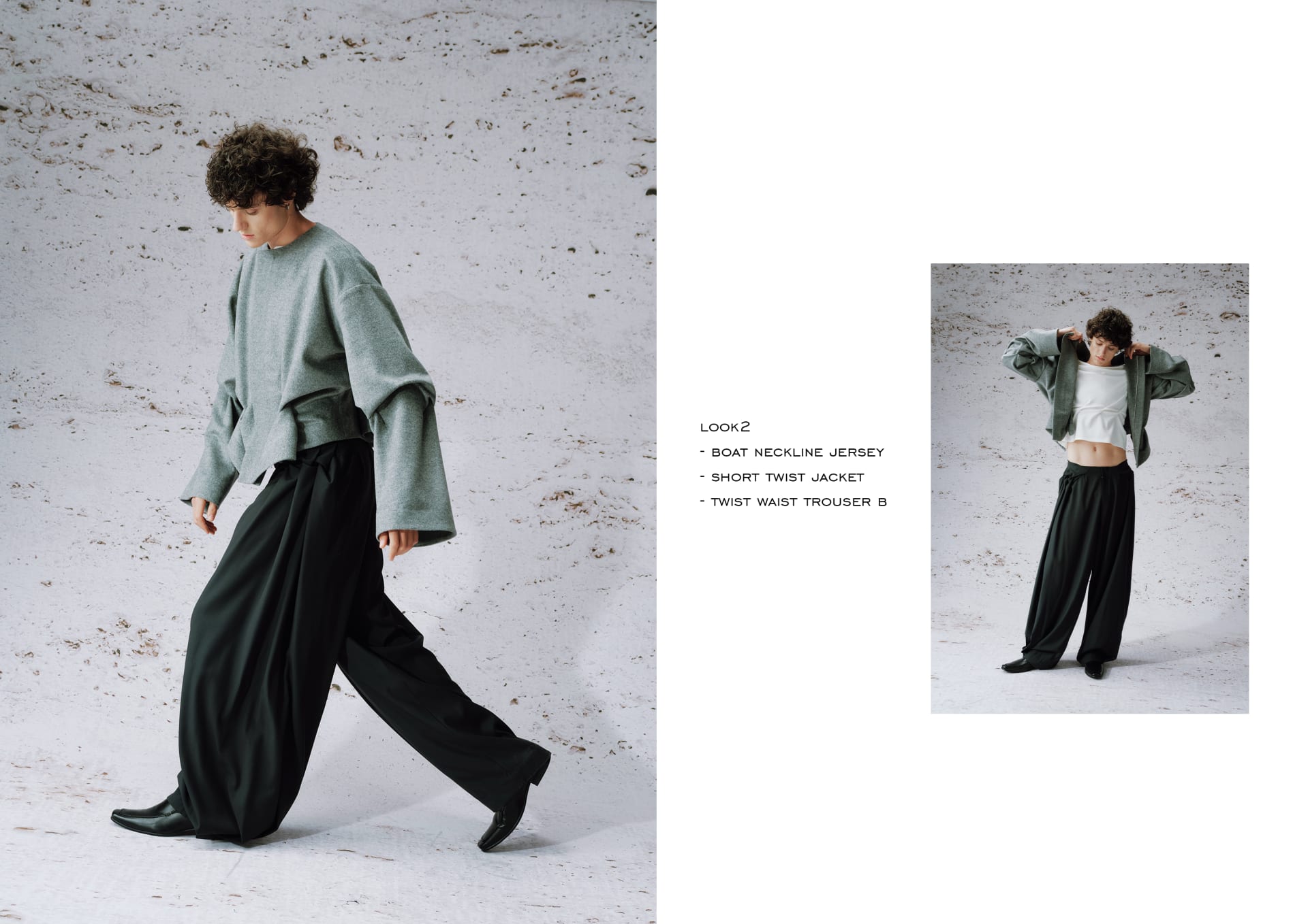 Look2 - Boat Neckline Jersey, Short Twist Jacket and Twist Waist Trouser B