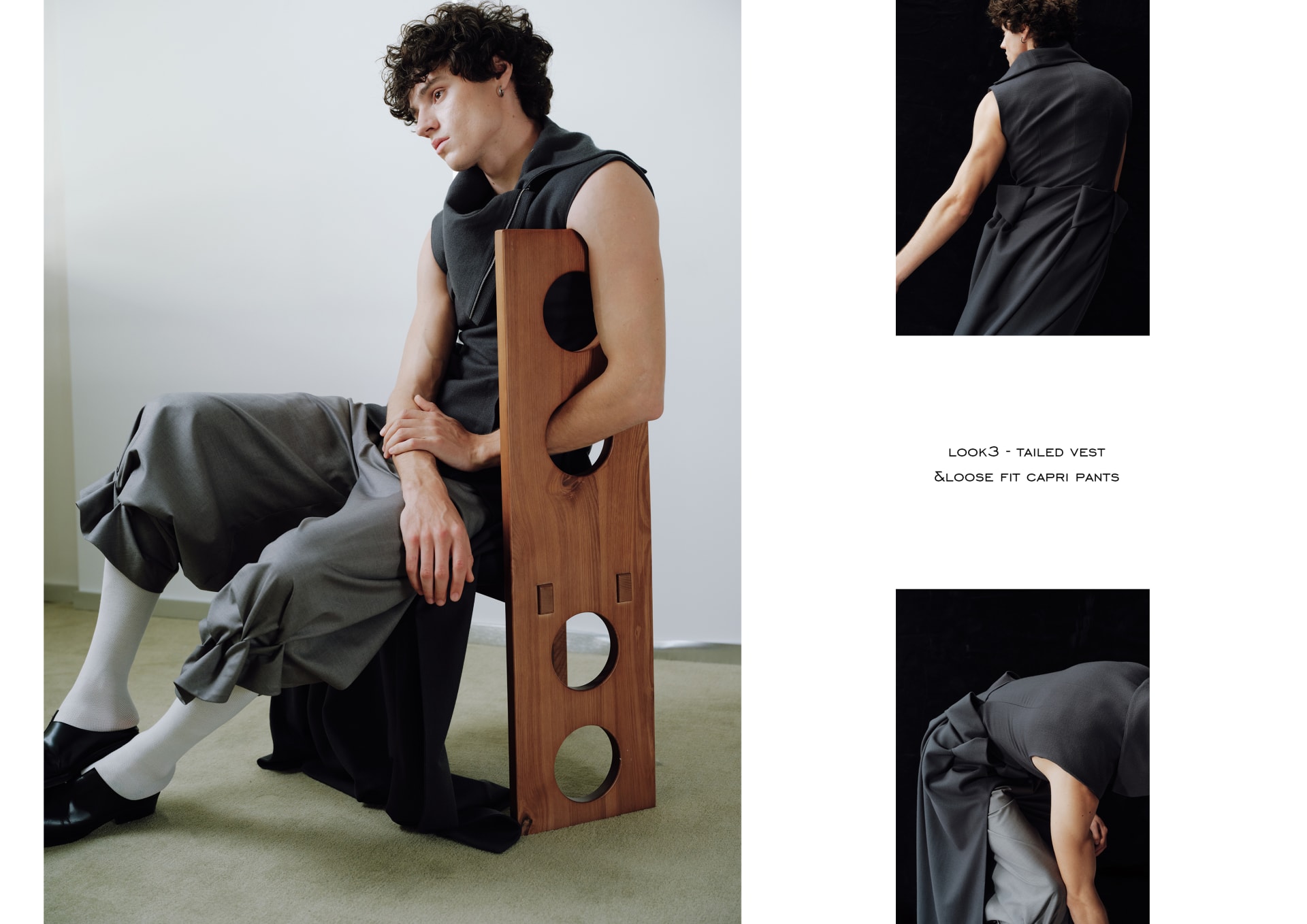 Look3 -Tailed Vest and Loose Fit Capri Pants