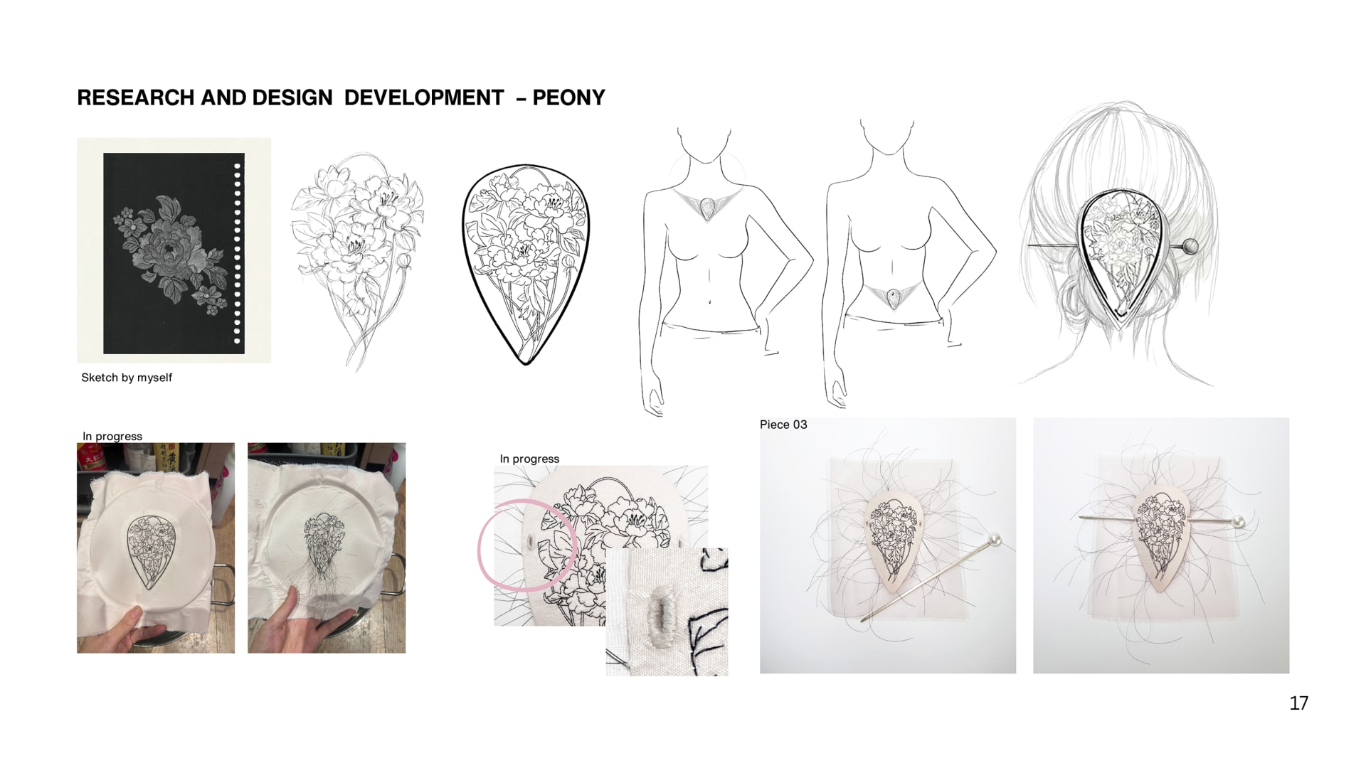 Peony Hairpin — Visual Development and Material Trials