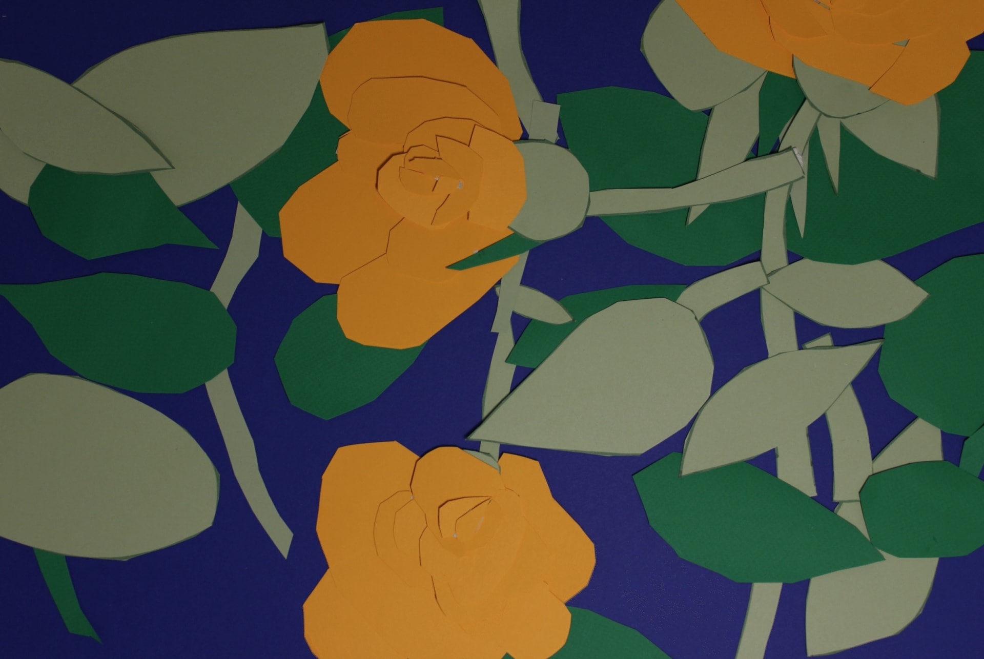 Paper-cut composition of rose flowers