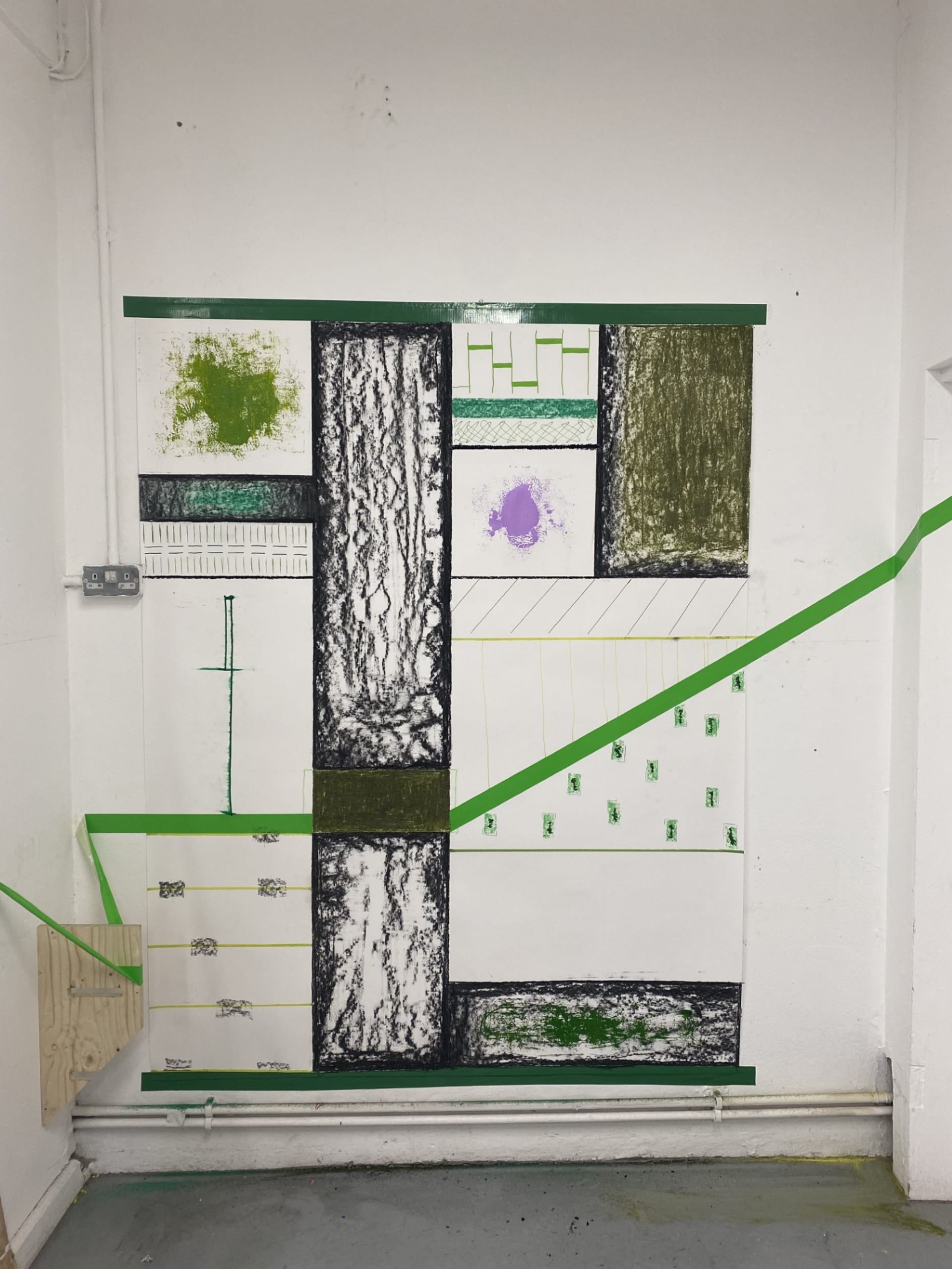 Abstract drawing using different shades of green