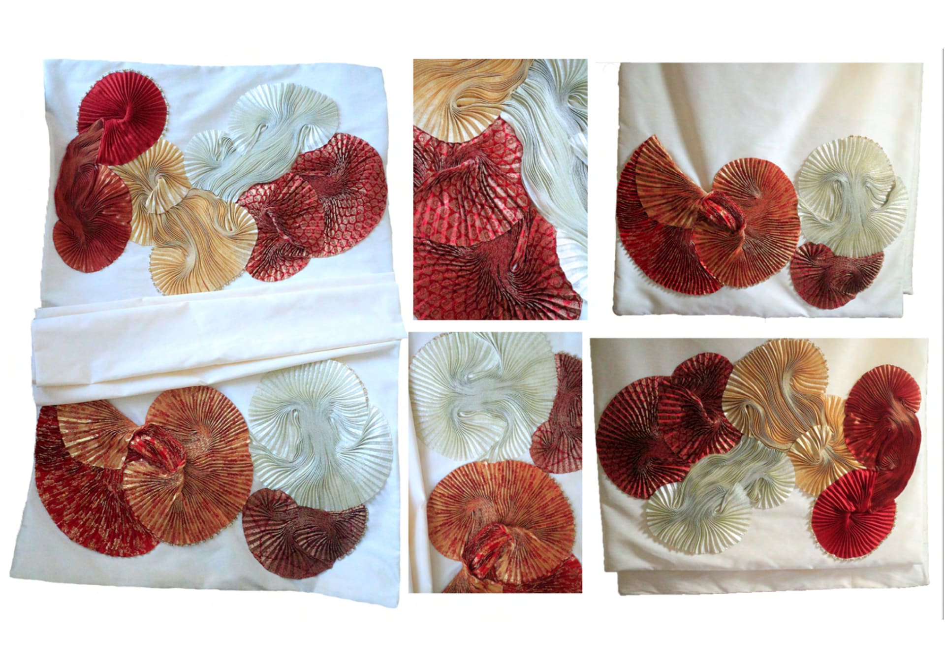 Dupatta veil with pleating drapes and beading embellishments.