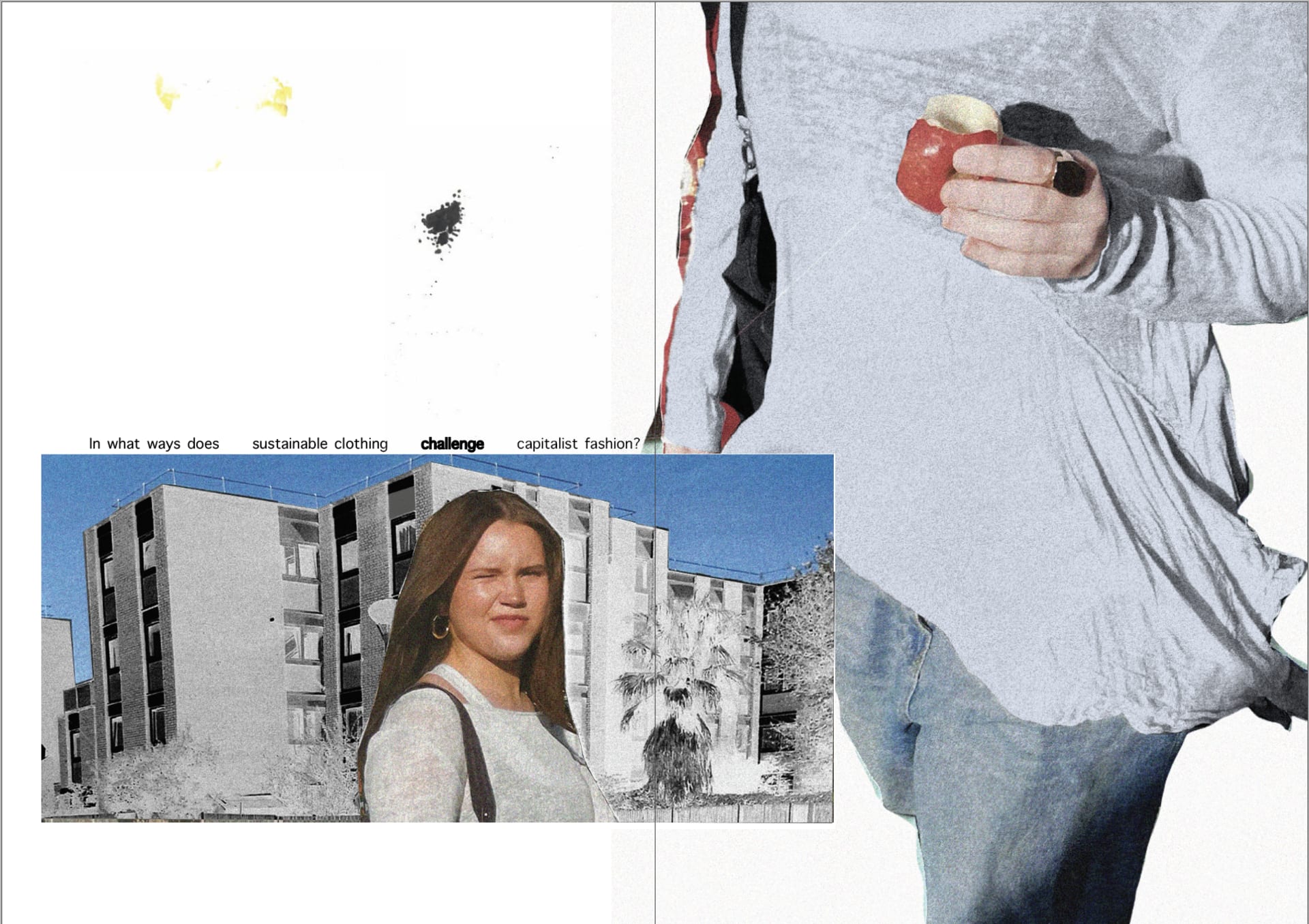 headline page with photo in bottom left corner and then a silhouette one the left hand side.