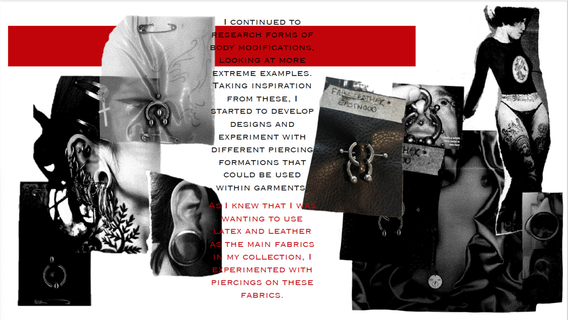 A portfolio page of some initial research