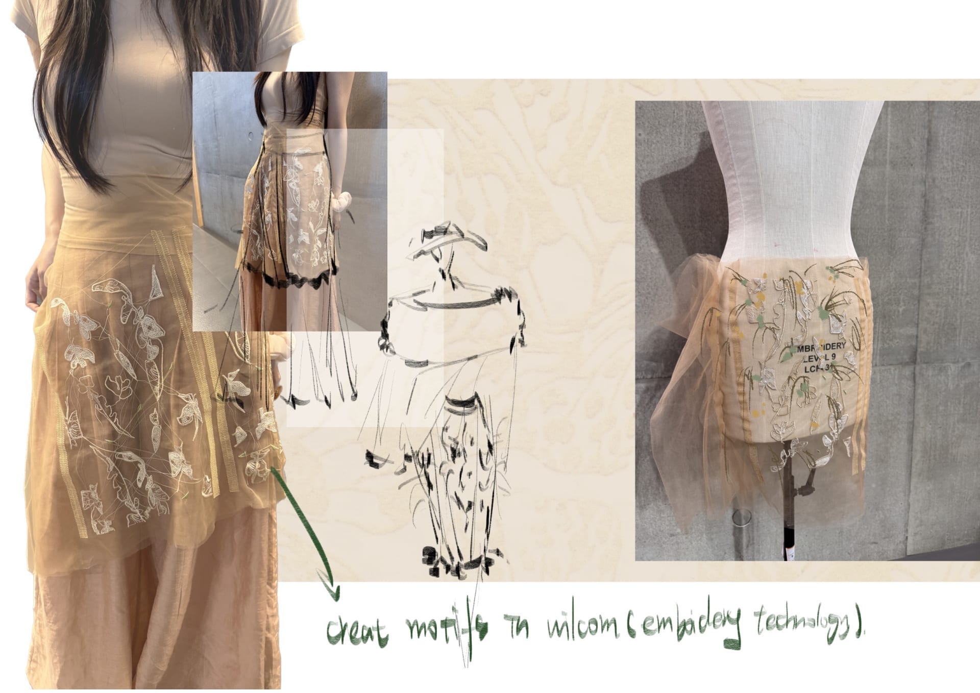 Process of how I made the lace skirt