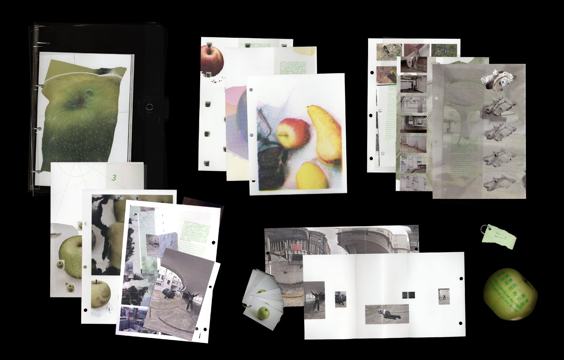 Flat lay view of the zine, showing its pages spread out.