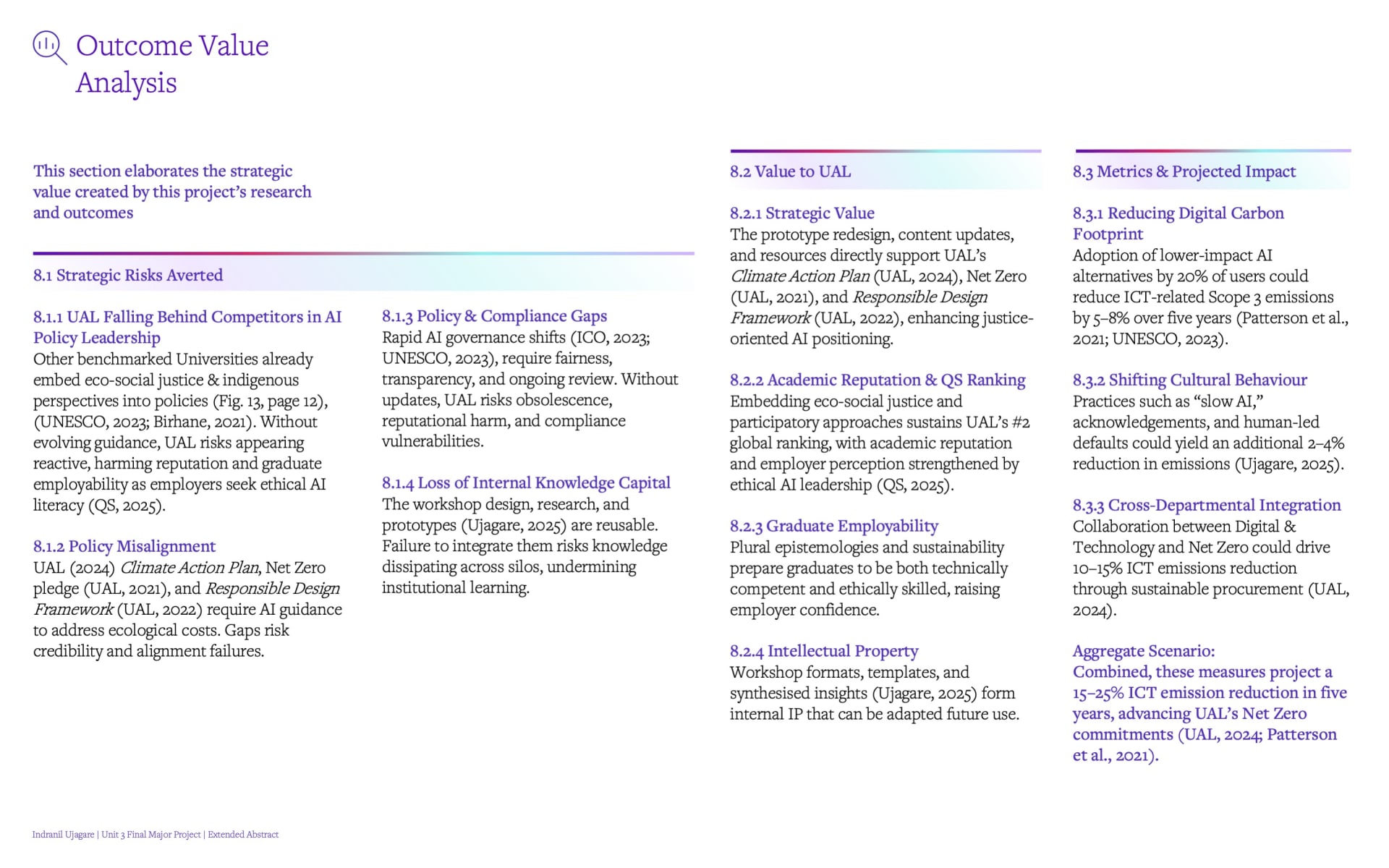 Slide showing the strategic value created by this project's research and outcomes