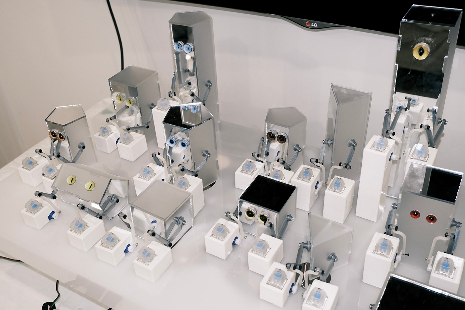 The typing robot swarm part in the installation