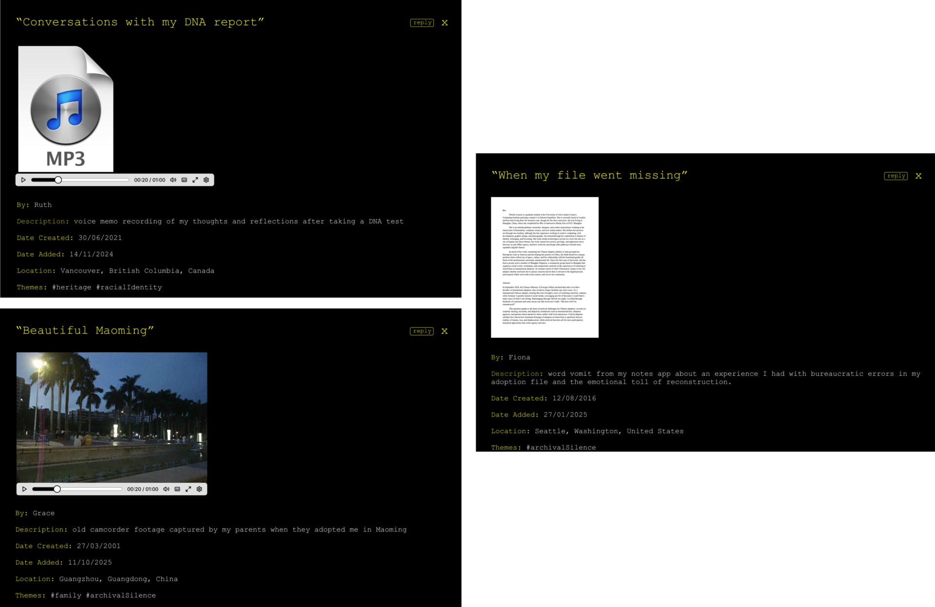 examples of artifact submissions
