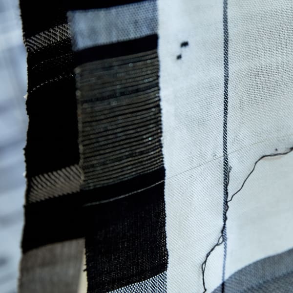Fabric composed of various shades of blue by Archontoula Tsatsoulaki - MA Textile Design.
