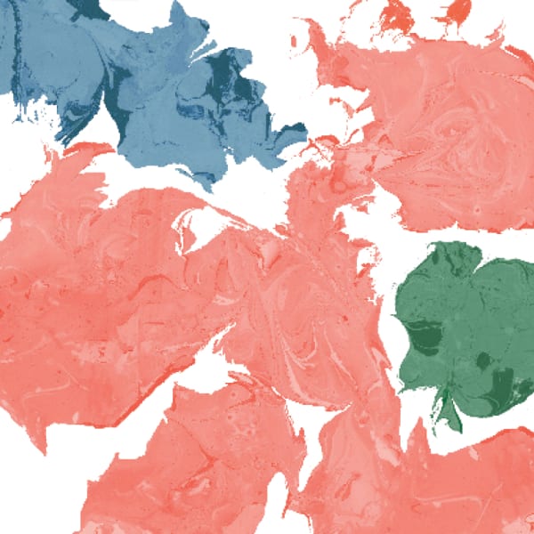 An abstract background made up of blue, green and pink shapes
