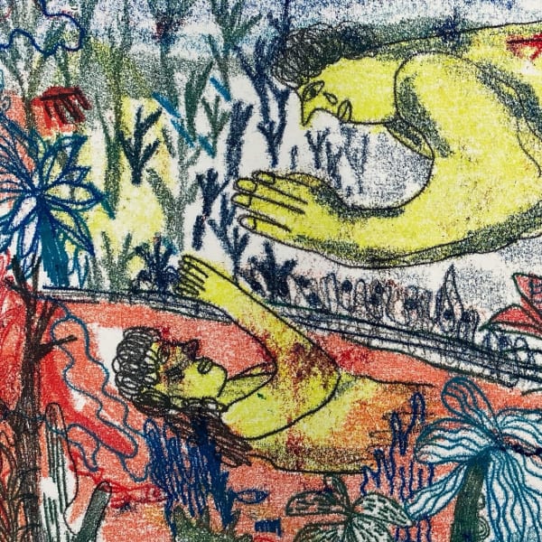 Illustration of couple in a landscape by Xinya Shi - Graduate Diploma Illustration at Camberwell College of Arts.