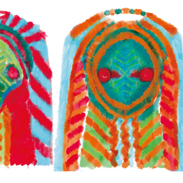Colourful African-themed top design using paint.