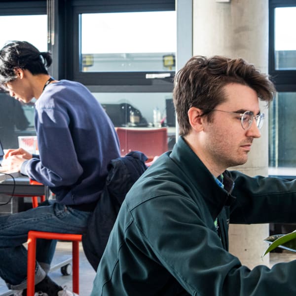 Students working in the teaching spaces at UAL Creative Computing Institute