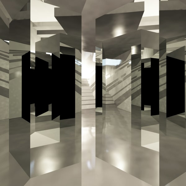 Computer render of mirrored room by BA Interior Design student.