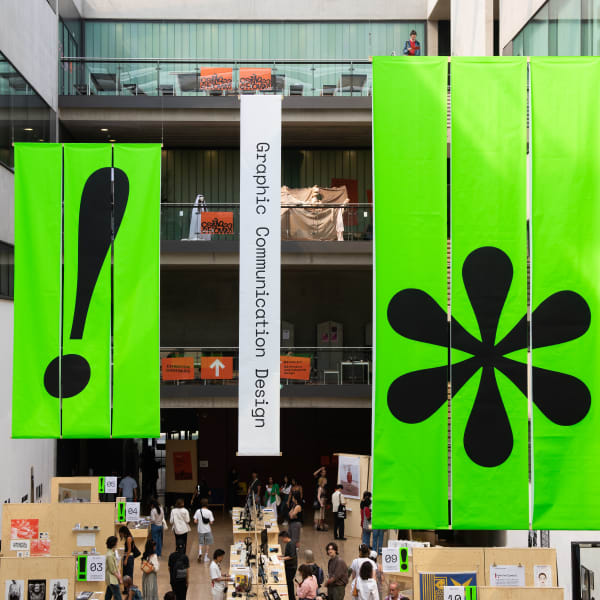 View of Graphic Communication Design banners in the Street at CSM 2023