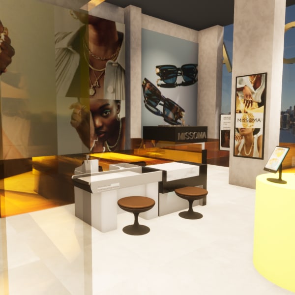 Virtual jewellery store in brown ad gold tones