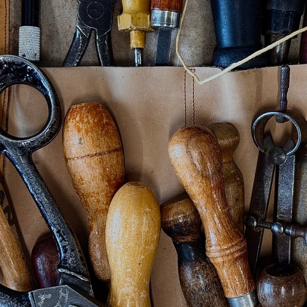 Picture of tools in the Footwear and Accessories workshop at East Bank, London College of Fashion