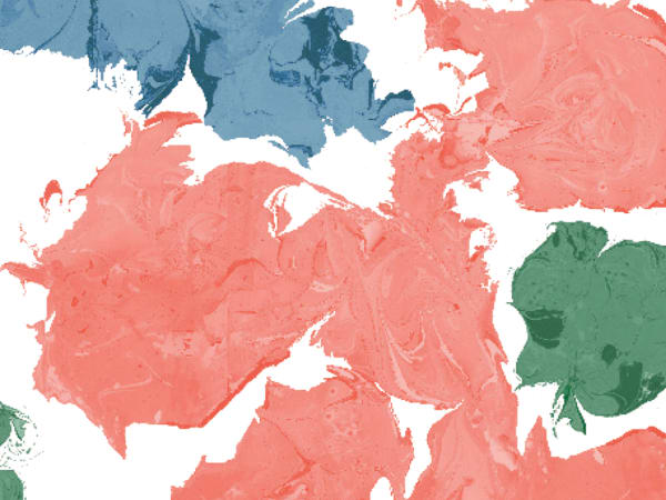 An abstract background made up of blue, green and pink shapes