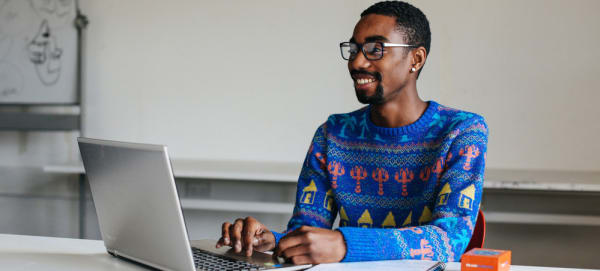 Student working on a laptop