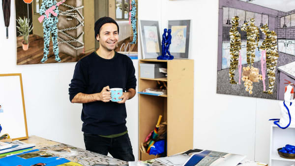 A student in a fine art studio