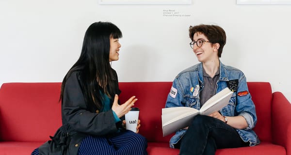 Students talking in common room