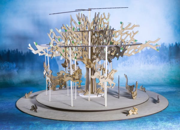 Carousel model cut out of cardboard 