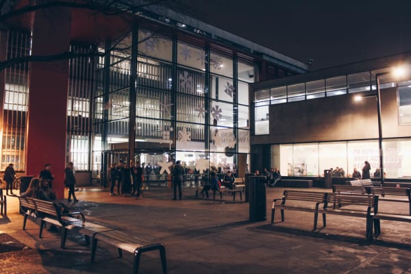 Building exterior by night