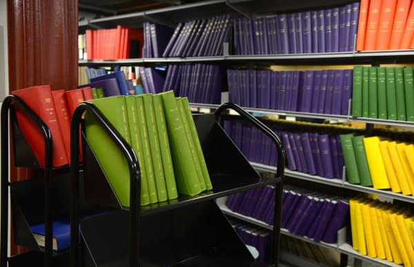 Colourful books on a shelf