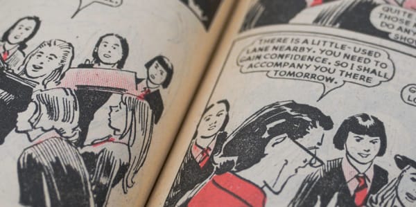Close up photograph of a comic