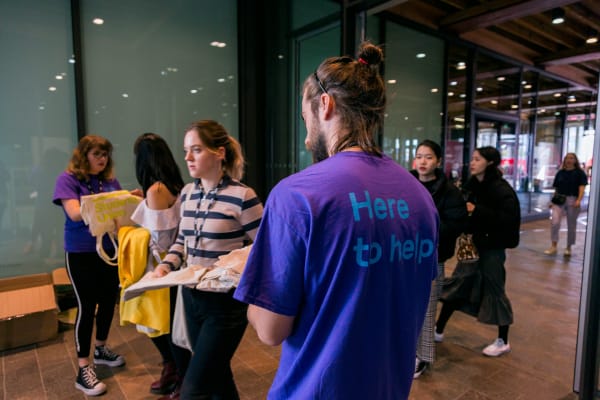 Student Union officers handing out flyers. Image by Arts SU.