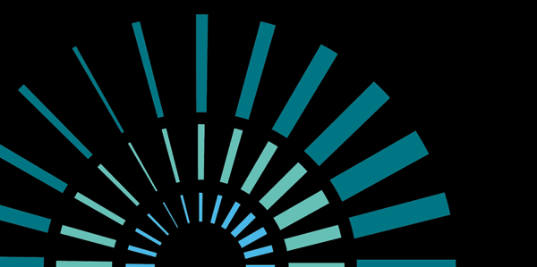 gradient of 3 blue graphic radial circles on a black background