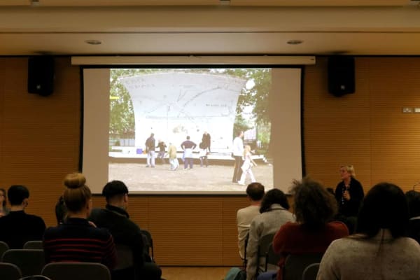 Jeanne van Heeswijk speaking at the Spatial Practices Lecture Series - Spring 2016