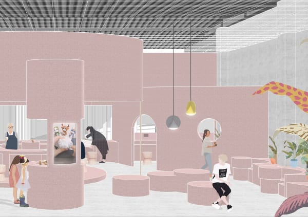 Coral interior with large, circular shapes 
