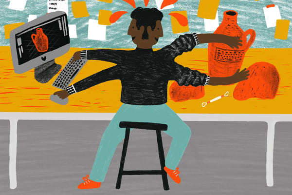 Illustration of a person making things