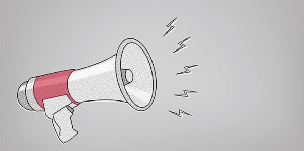 Cartoon drawing of a loud hailer