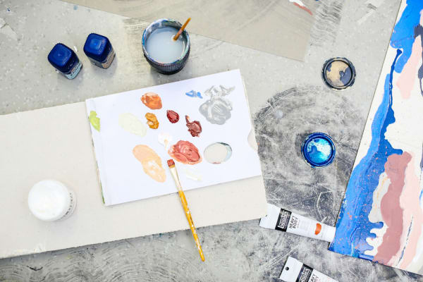 Painting tools on the floor