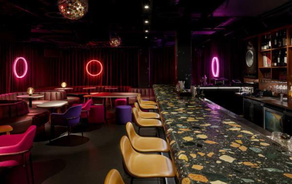 The inside of a bar