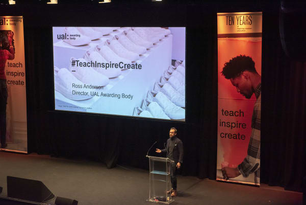 UAL Awarding Body Annual Conference 2019, Director Ross Anderson presenting on stage