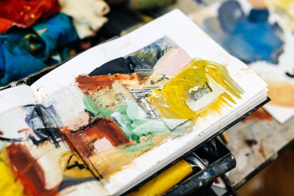 Colour painting in a portfolio