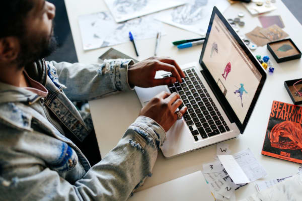 Student working in production studio
