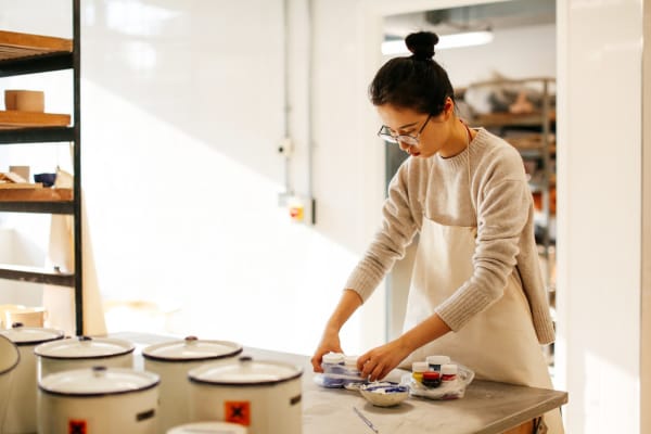 Student in ceramics workshop