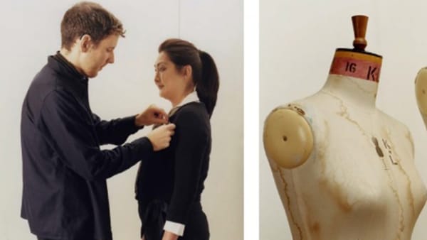 Staff at Penhaligon's trying on uniforms and some mannequins