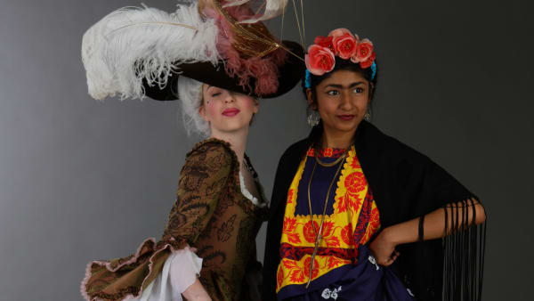 BA Costume for Theatre and Screen student wearing historical costumes.